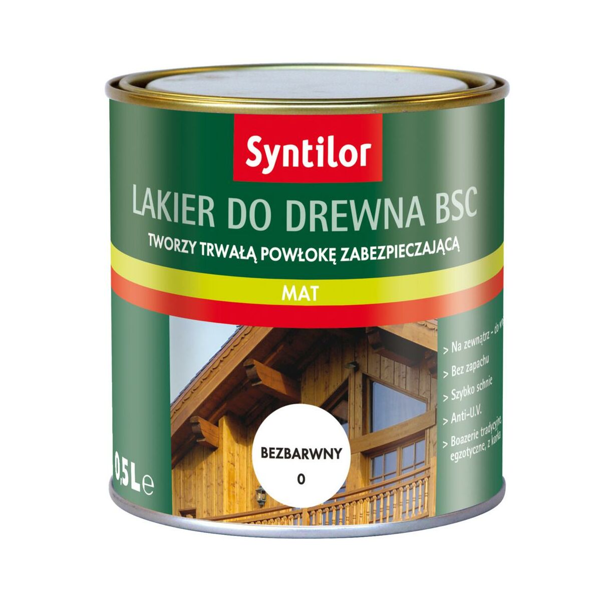 Lakier zewnętrzny do drewna BSC 0 5 l Bezbarwny Mat SYNTILOR Lakiery