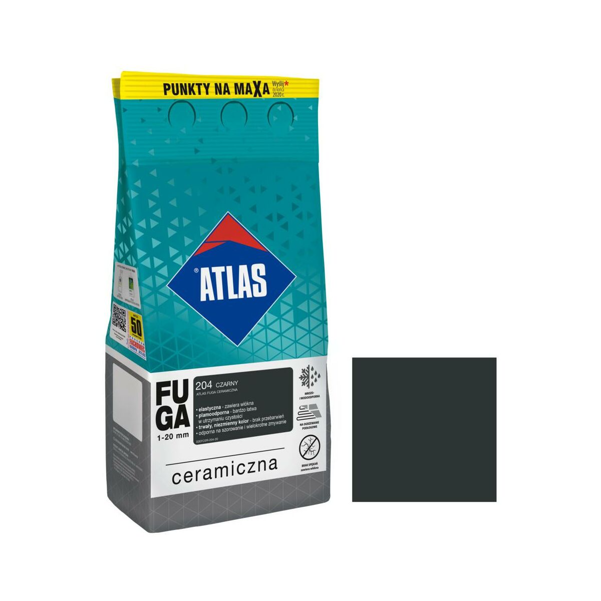 Fuga ceramiczna 204 czarny 5 kg Atlas