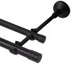 Karnisz FORIO 160 cm podwójny czarny mat 16/19 mm metalowy INSPIRE