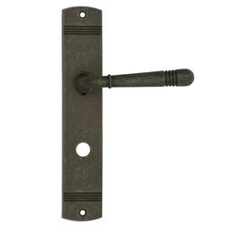 Klamka drzwiowa z długim szyldem do WC Loft 72 Nikiel antyczny Domino