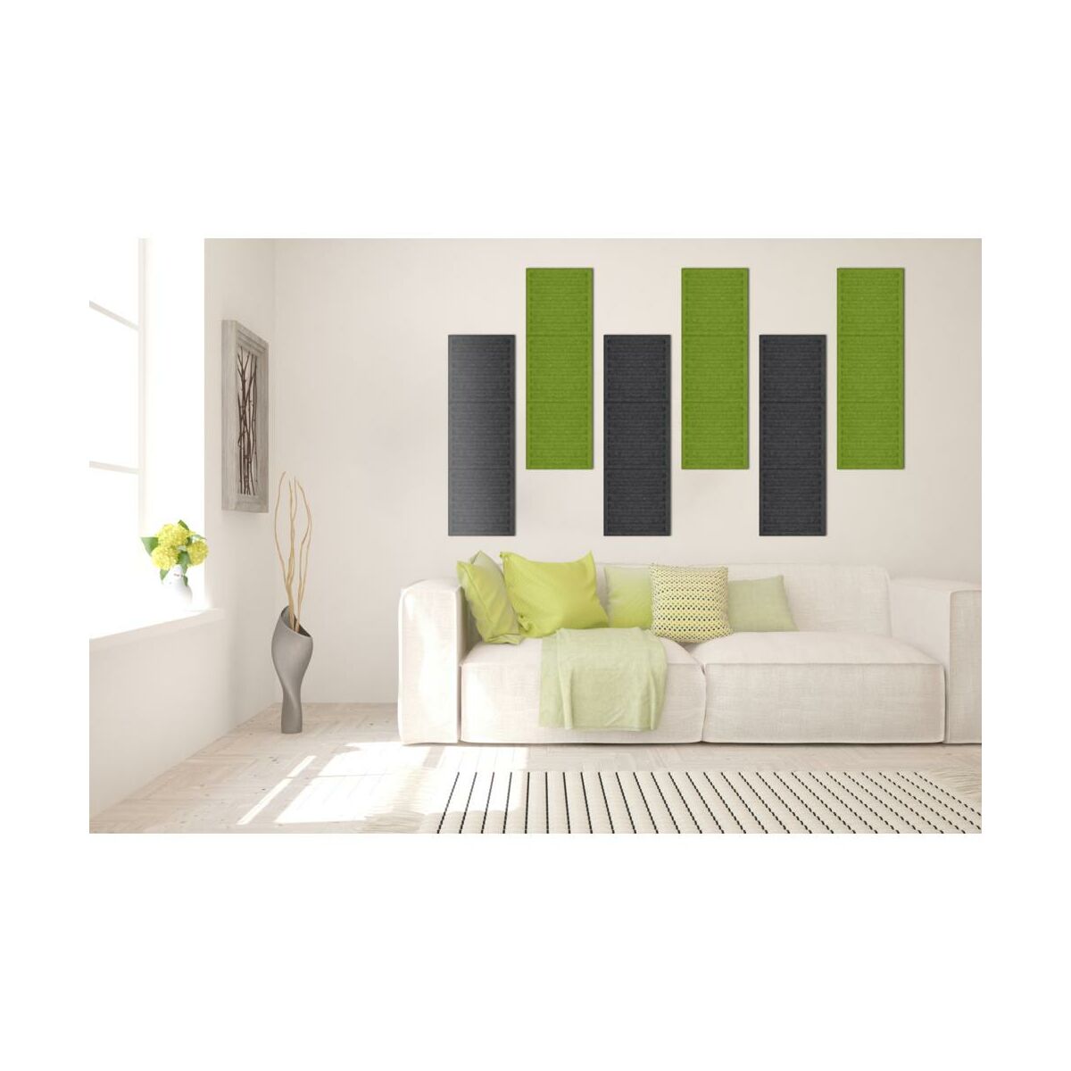 Panel ścienny 3D akustyczny filcowy dekoracyjny 30x30 cm Kwadrat w paski czarny
