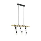 Lampa wisząca TOWNSHEND czarna z drewnem E27 EGLO
