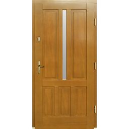 Drzwi zewnętrzne drewniane wejściowe przeszklone C264 Afromozja 90 prawe Lupol