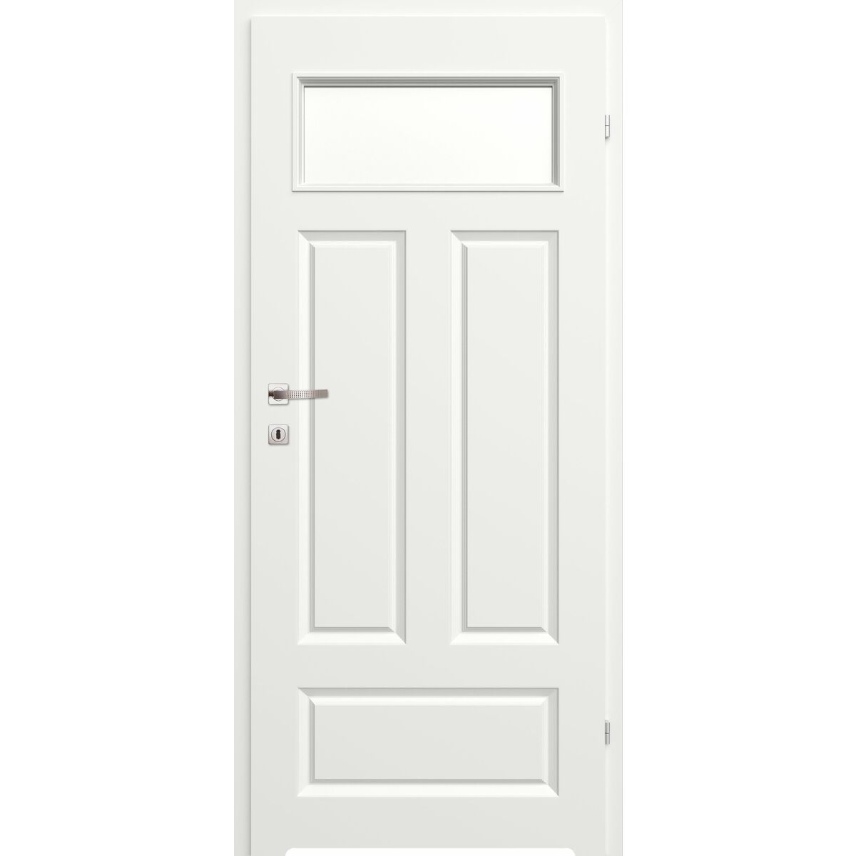 Drzwi wewnętrzne łazienkowe z szybą z podcięciem wentylacyjnym Morano I Białe 90 Prawe Classen