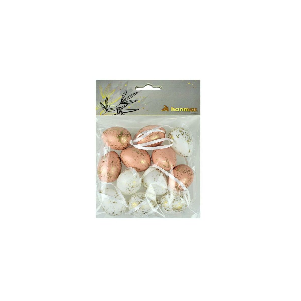 Zestaw jajek dekoracyjnych 4 cm 12 szt z zawieszką
