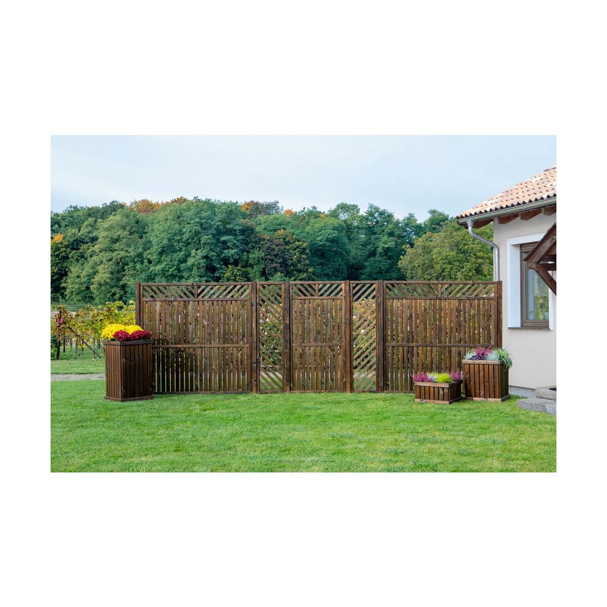 Płot ażurowy Victoria 90x180 cm drewniany ciemny Werth-Holz