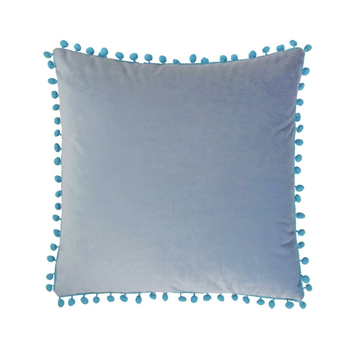 Poduszka z pomponikami Pom Poms niebieska 40 x 40 cm
