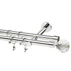 Karnisz PRADO KULA CRYSTAL 160 cm podwójny chrom 19 mm metalowy