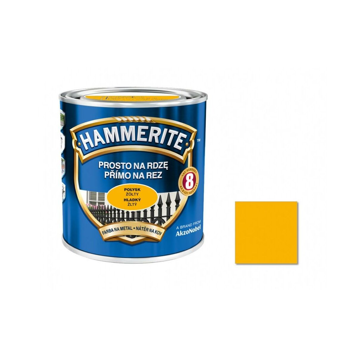 Farba antykorozyjna PROSTO NA RDZĘ 0.25 l Żółty Połysk HAMMERITE