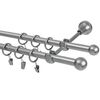 Karnisz ROMA KULKA 160 cm podwójny srebrny 16 mm metalowy