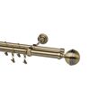 Karnisz KULA ELEGANT 200 cm podwójny antyczne złoto 25/16 mm metalowy