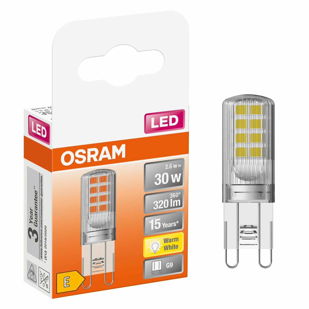 Żarówka LED G9 2,6W = 30 W 320 lm Ciepła biel Osram