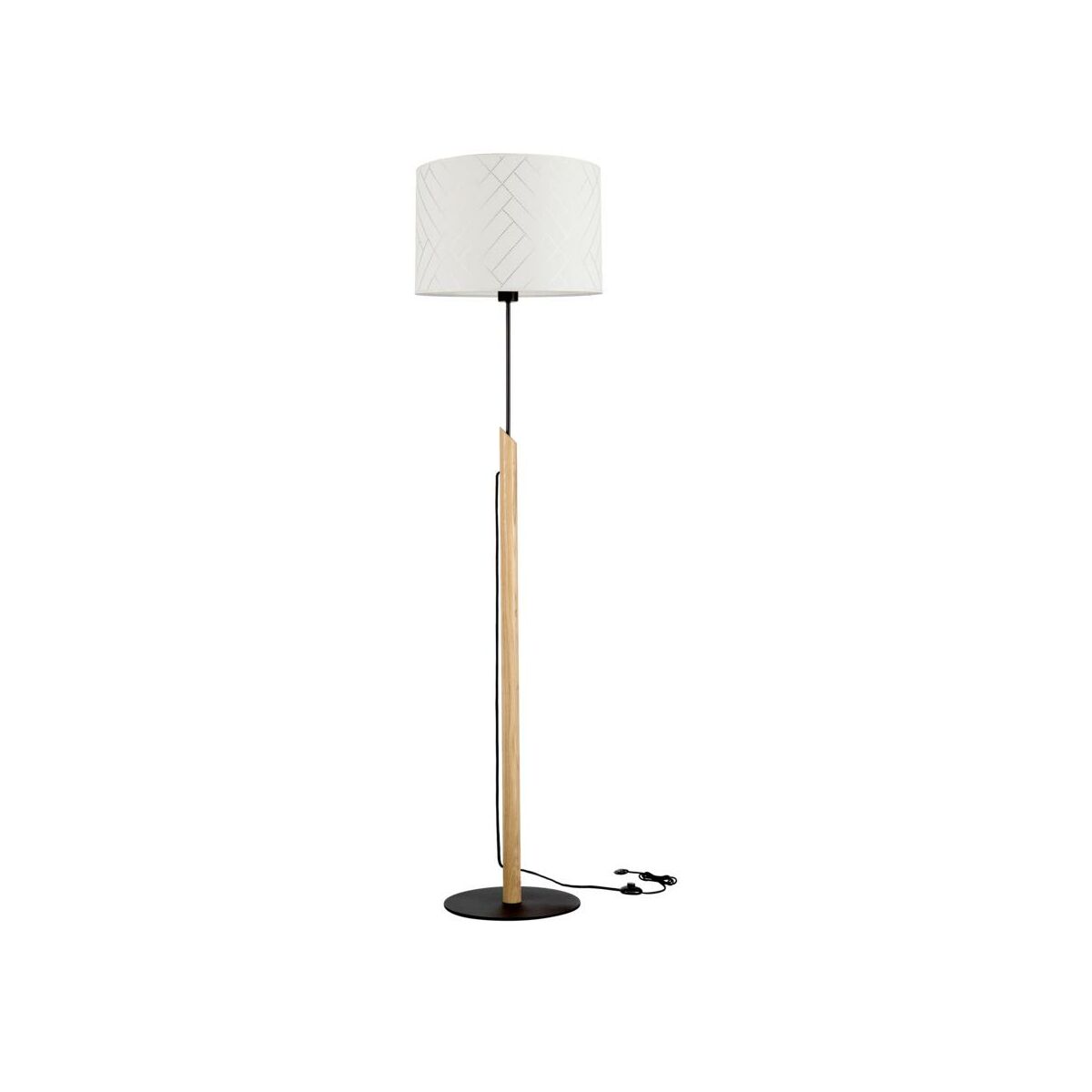 Lampa podłogowa Punto biała z drewnem E27 Spot-Light