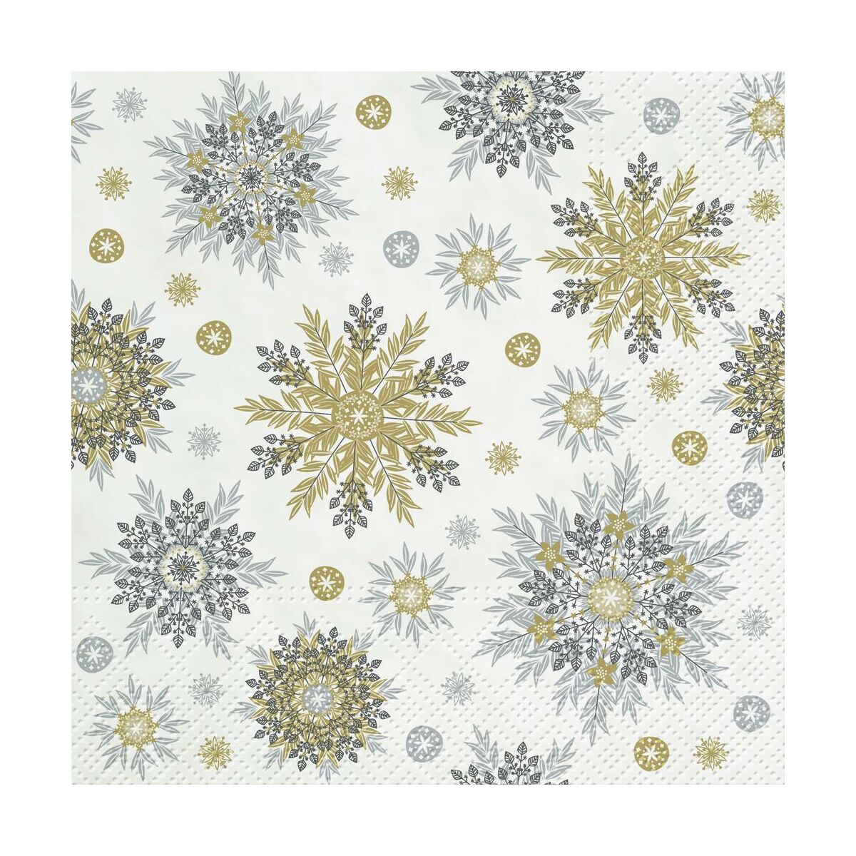Serwetki świąteczne Snowflakes srebrno-złote 33 x 33 cm 20 szt.