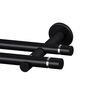 Karnisz TOKYO 160 cm podwójny czarny mat 19 mm metalowy