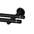 Karnisz TOKYO 200 cm podwójny czarny mat 19 mm metalowy