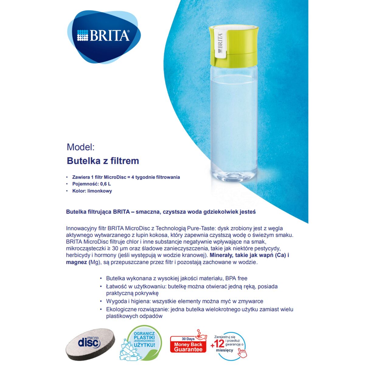 Butelka filtrująca Fill&Go Vital 0.6 l niebieska Brita