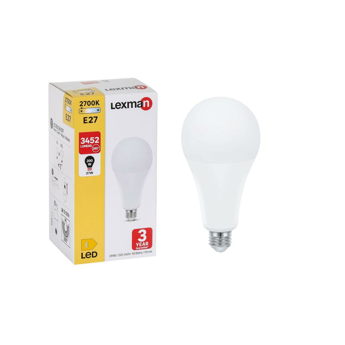 Żarówka LED E27 27W 3452 LM Ciepła biel Lexman