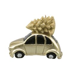 Świeca świąteczna Auto z choinką złota 8 x 11 cm