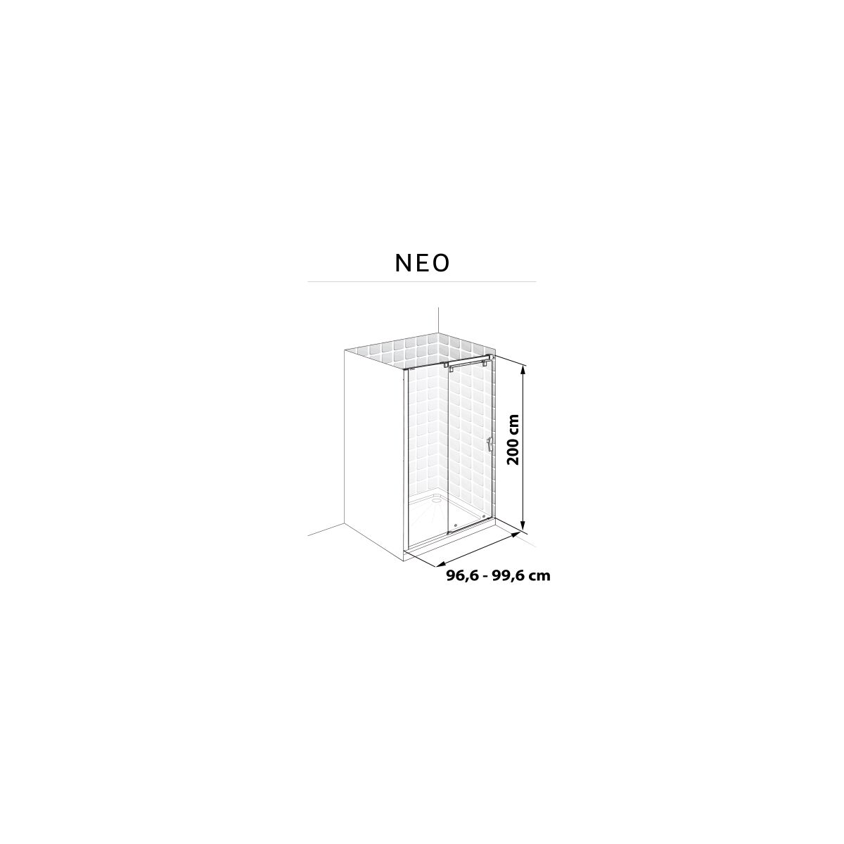 Drzwi prysznicowe przesuwne Neo Struktura 100 X 200 Sensea