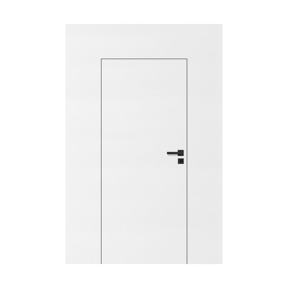 Drzwi wewnętrzne ukryte pełne 90 Lewe otwierane do wewnątrz białe do malowania