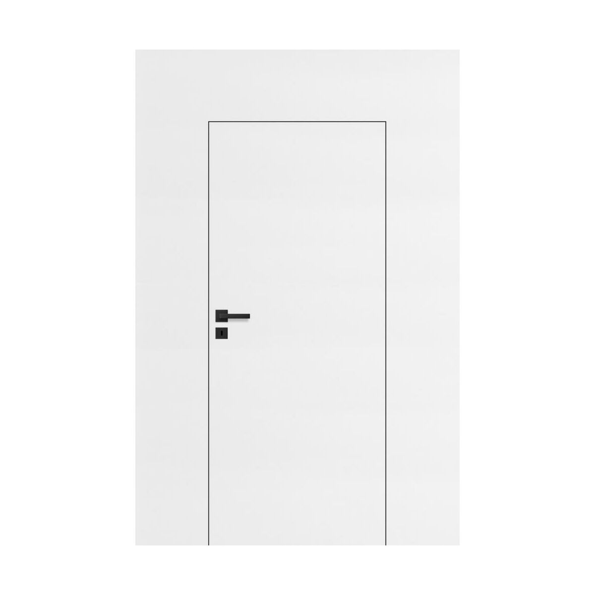 Drzwi wewnętrzne ukryte pełne 90 Prawe otwierane do wewnątrz białe do malowania