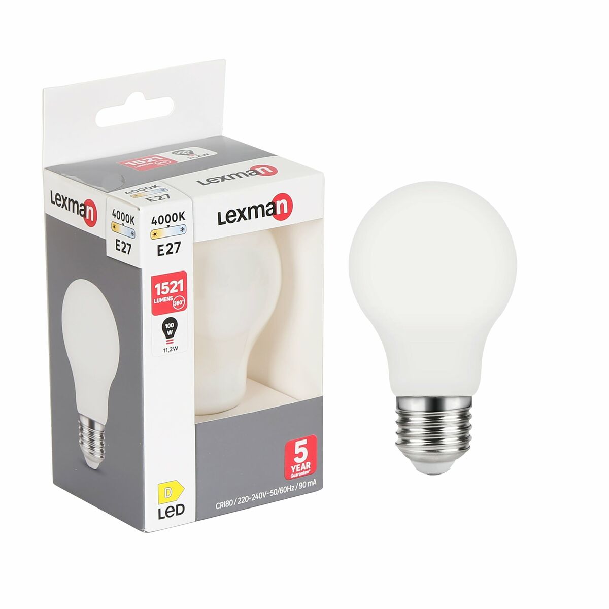 Żarówka LED E27 11,2 W = 100 W 1521 lm neutralna biel Lexman