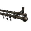 Karnisz KULKA GRAWER 160 cm podwójny brązowy 19 mm metalowy