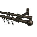 Karnisz KULKA GRAWER 200 cm podwójny brązowy 19 mm metalowy