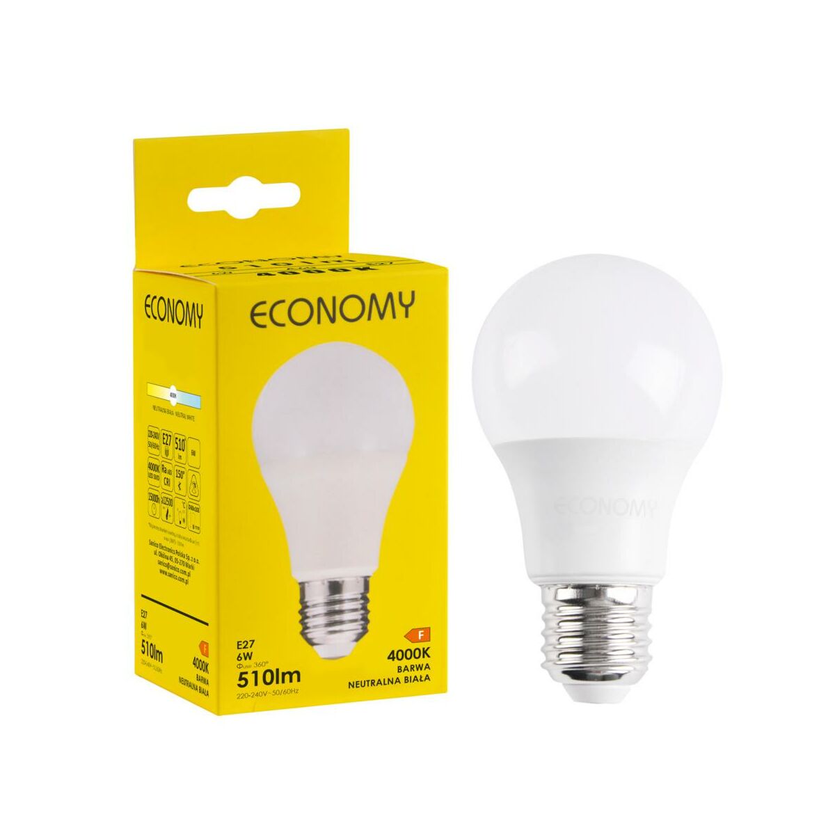 Żarówka LED E27 6 W = 40 W 510 lm Neutralna biel Economy