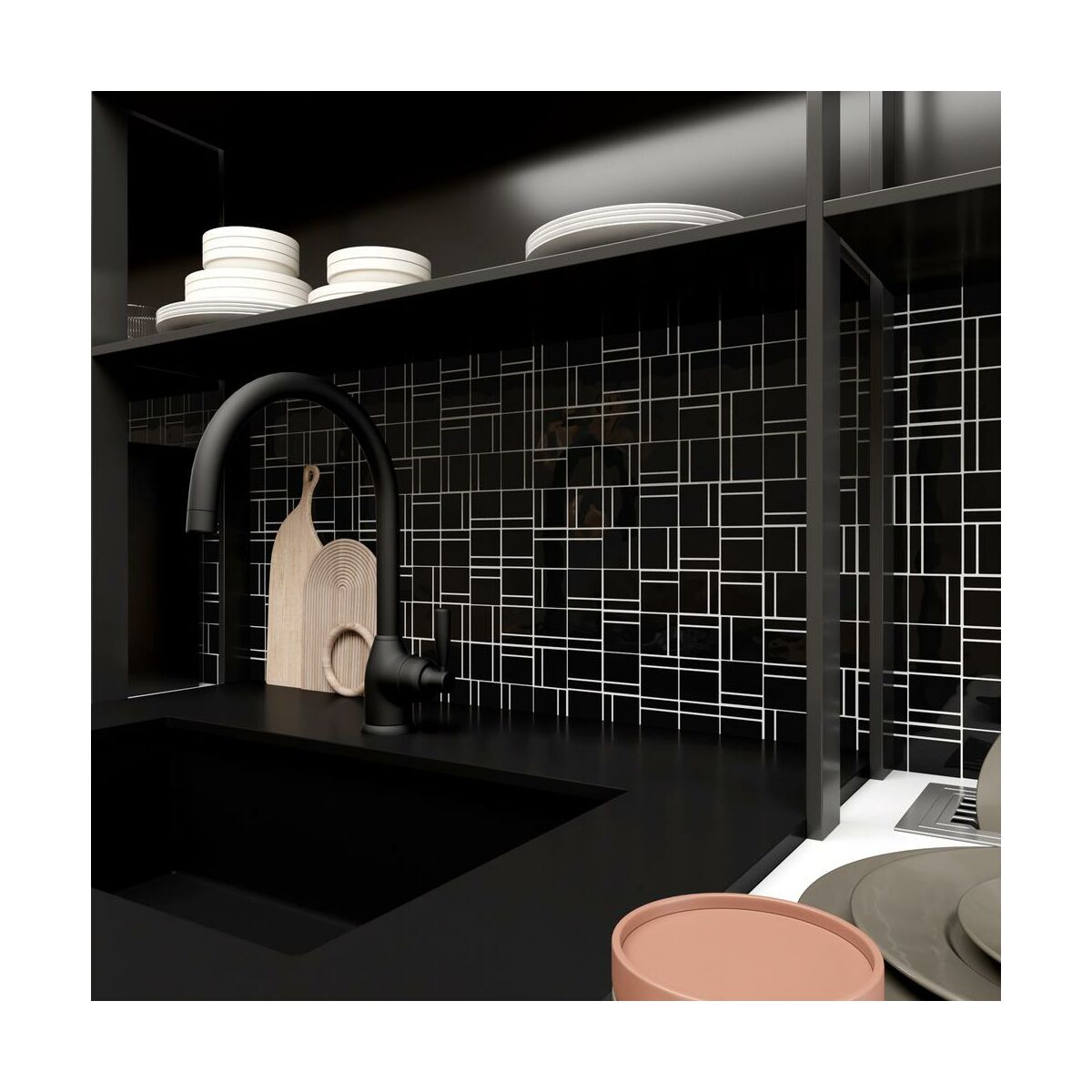 Mozaika Square Black 30 x 30 Artens