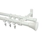 Karnisz TAZZA 200 cm podwójny biały 19 mm metalowy