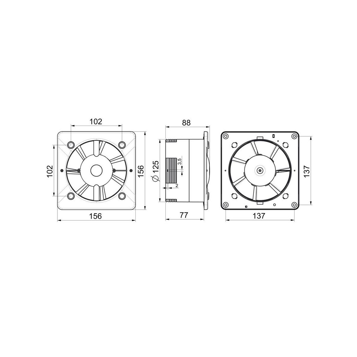 Korpus wentylatora do paneli wymiennych KW125W 125  mm EQUATION