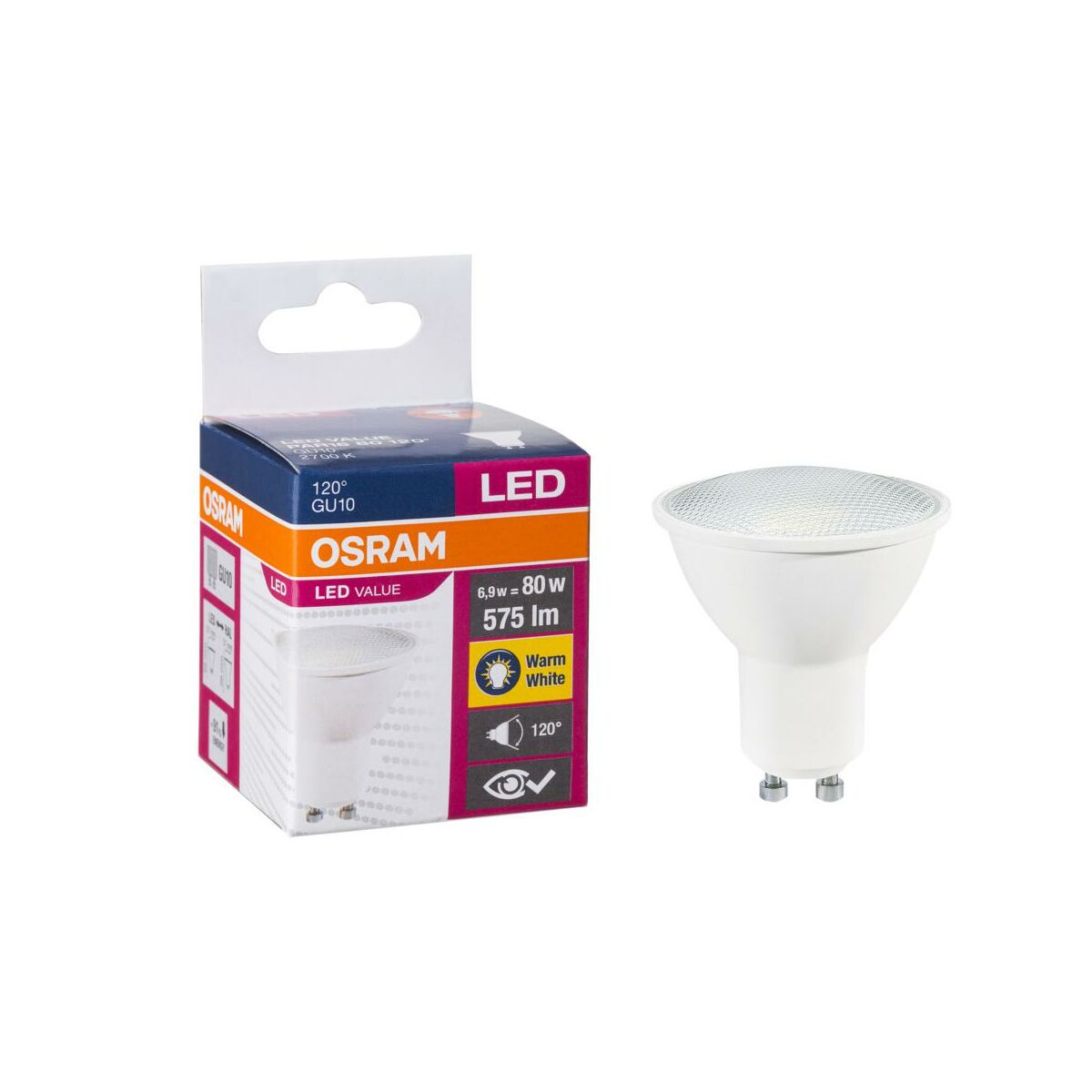 Żarówka LED GU10 (230 V) 6,9W 575 lm Ciepła biel OSRAM