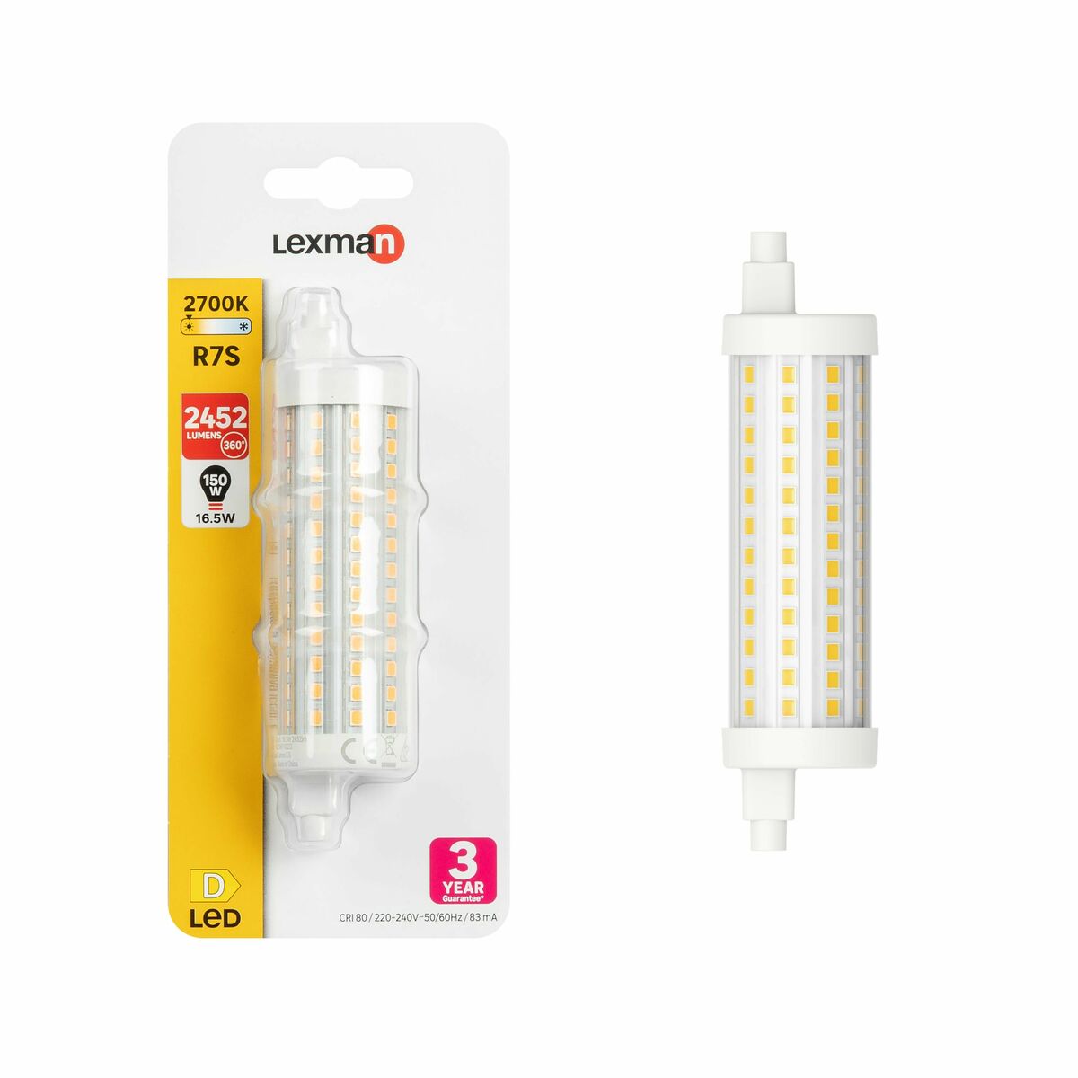 Żarówka LED R7S 16,5 W = 150 W 2452 lm Ciepła biel Lexman