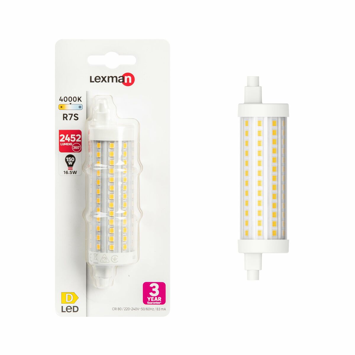 Żarówka LED R7S 16,5 W = 150 W 2452 lm Neutralna biel Lexman