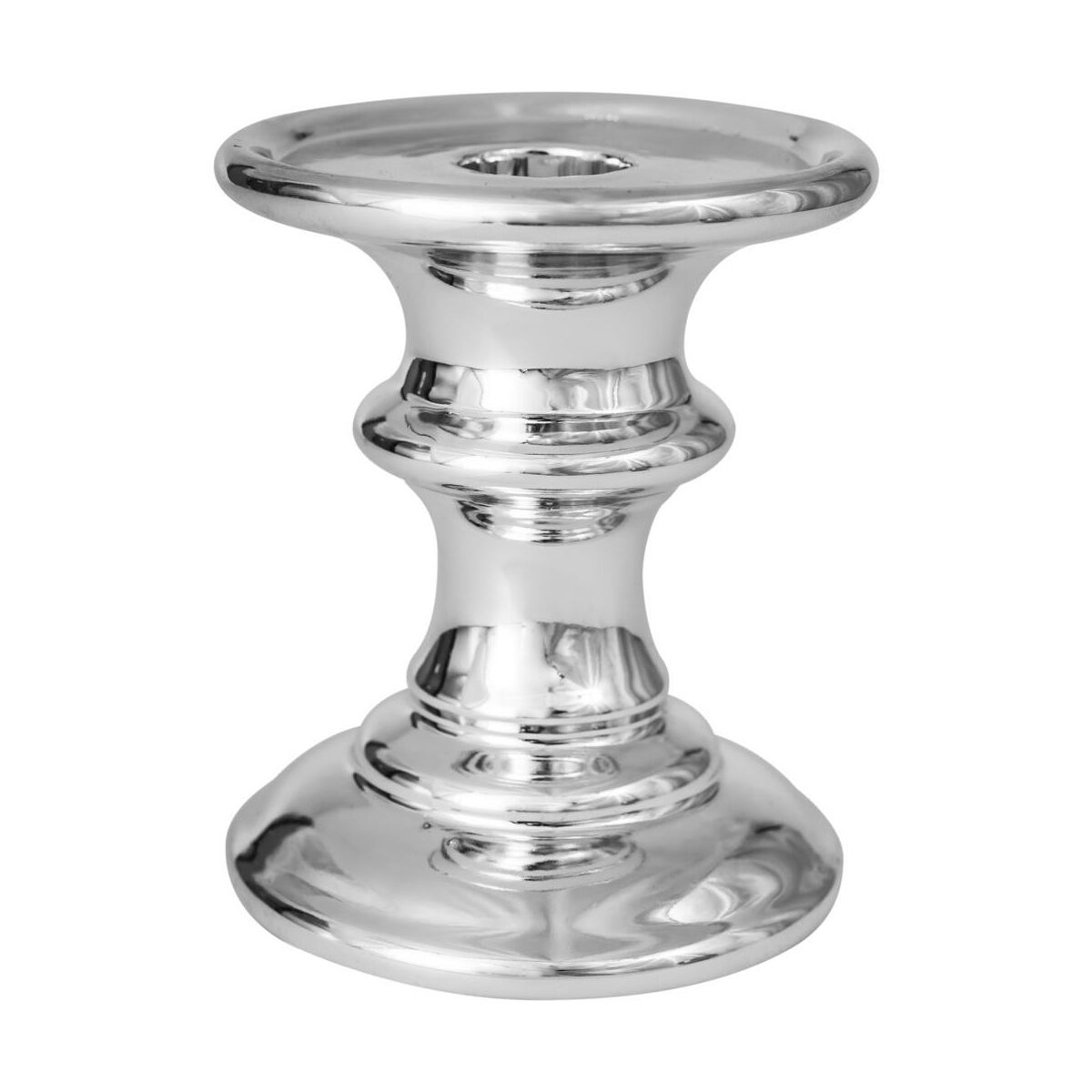 Świecznik ceramiczny na świecę stołową wys. 11.5 cm srebrny