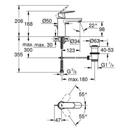 Bateria umywalkowa czarna Eurosmart Grohe