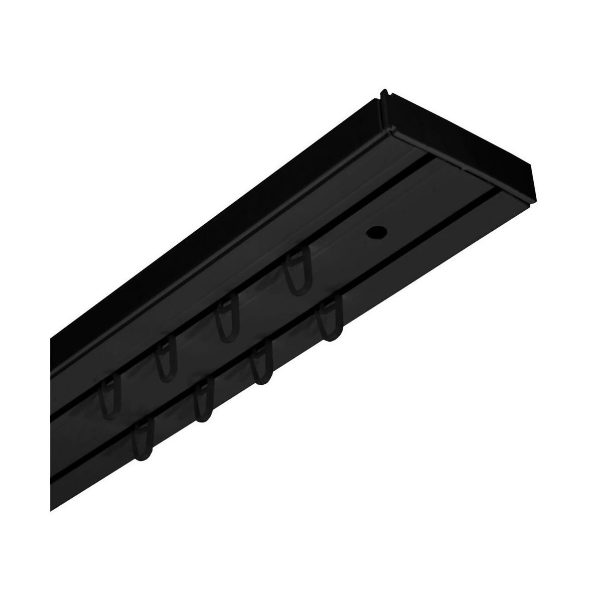 Szyna sufitowa 2-torowa czarna 180 cm z akcesoriami PVC