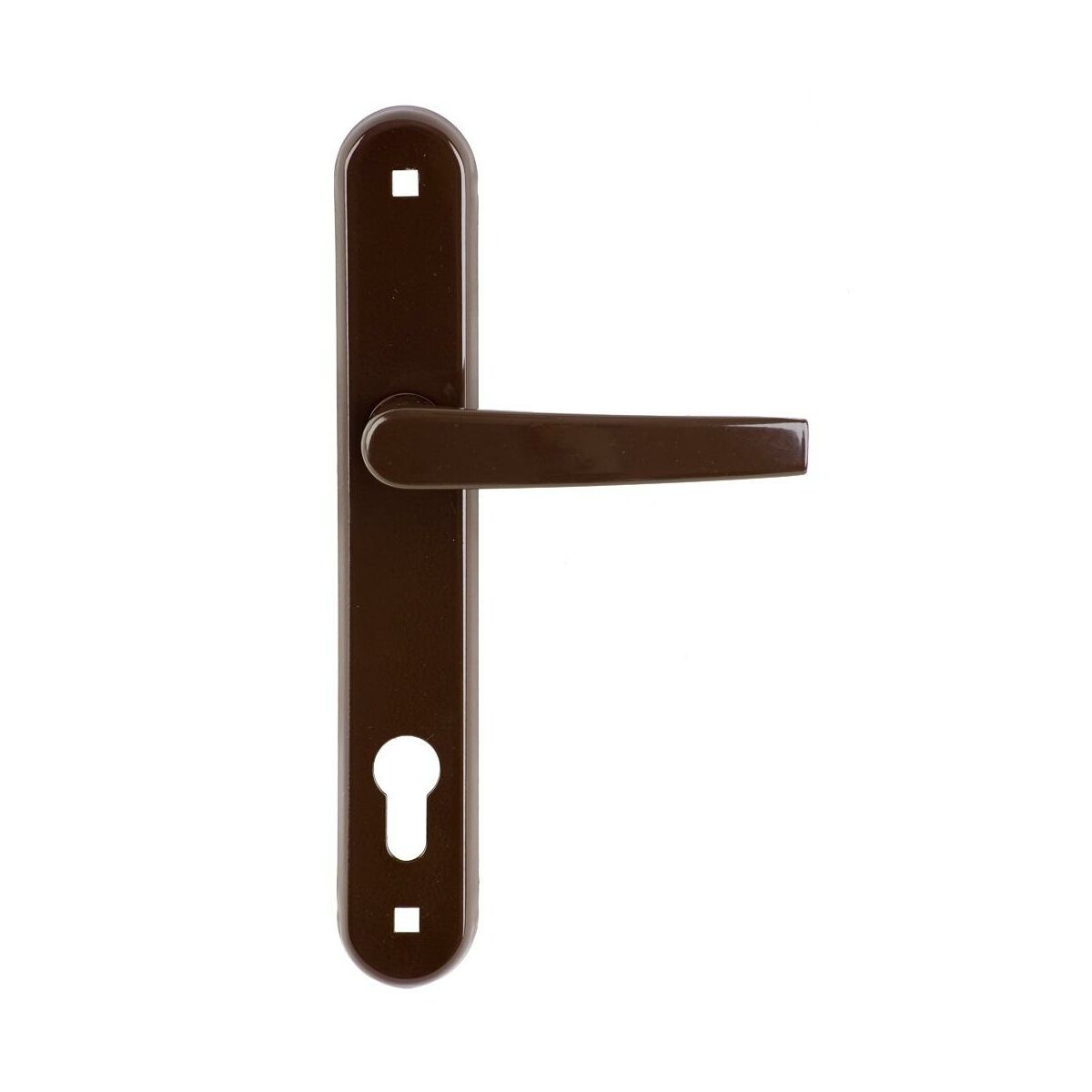 Klamka drzwiowa z długim szyldem do wkładki G90 Brązowa
