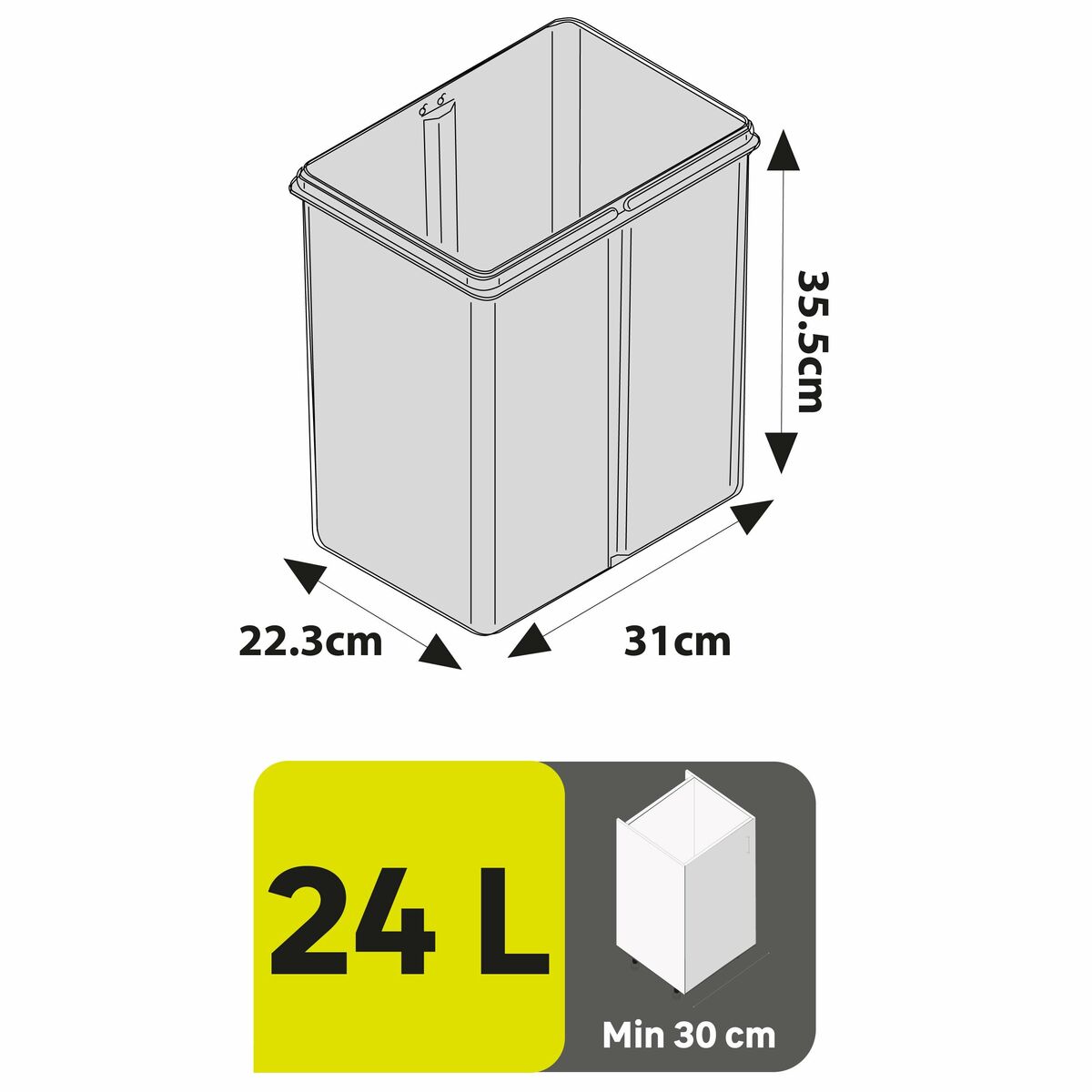Kosz na śmieci 20 l czarny Delinia ID