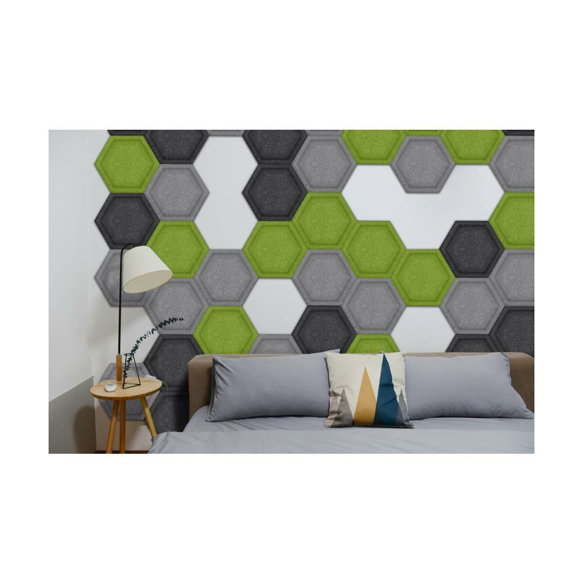 Panel ścienny 3D akustyczny filcowy dekoracyjny 30x26 cm Hexagon wypukły oliwkowy