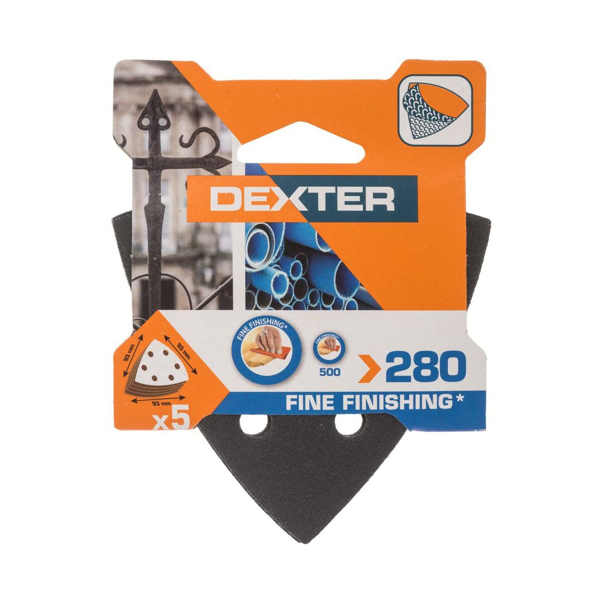 Papier ścierny DELTA 6 OTW P280 93 x 93 mm 5 szt. DEXTER