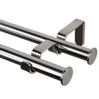 Karnisz OSLO 160 cm podwójny srebrny efekt stali 19 mm metalowy