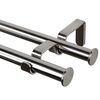Karnisz OSLO 240 cm podwójny srebrny 19 mm metalowy