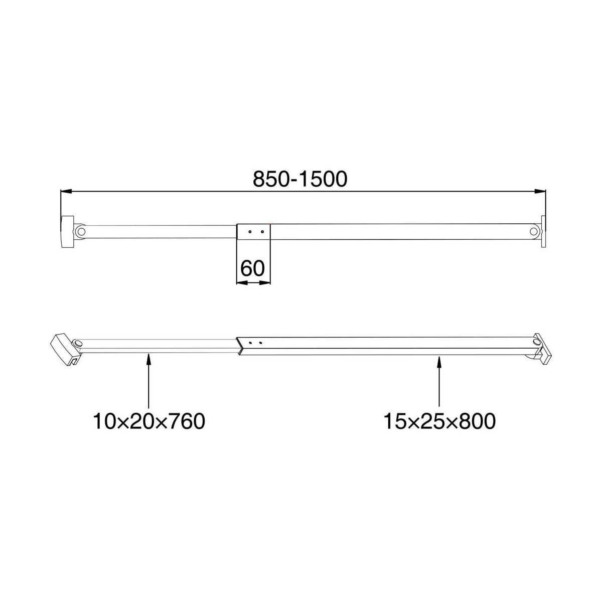 Wspornik do ścianek prysznicowych 85 - 150 CM DUSCHY
