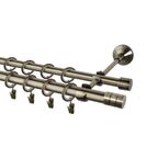 Karnisz FORIO 240 cm podwójny antyczne złoto 19/16 mm metalowy INSPIRE