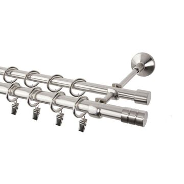 Karnisz FORIO 240 cm podwójny nikiel 19/16 mm metalowy INSPIRE