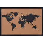 Tablica karkowa w czarnej ramie Mapa Świata 60 x 40 cm