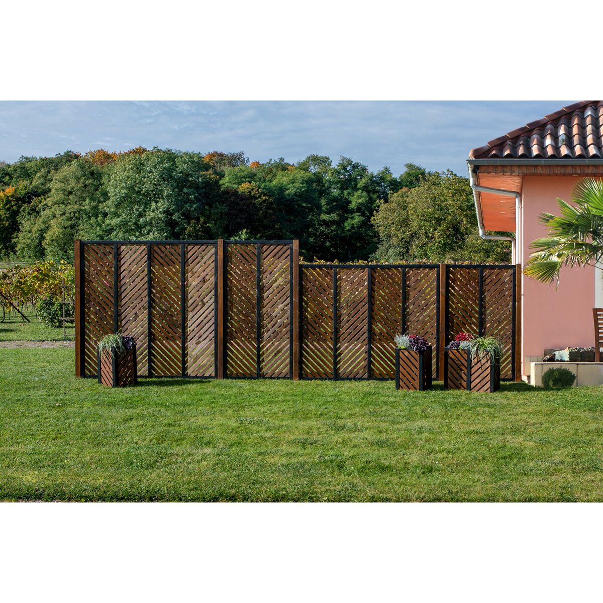 Płot ażurowy Tivoli 180x180 cm jodełka drewniany Werth-Holz
